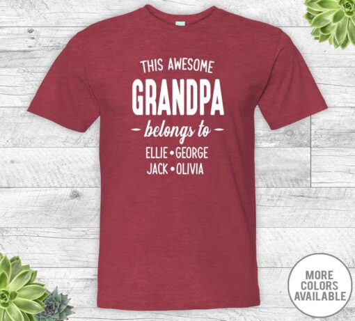 This Awesome Grandpa Belongs To Unisex Shirt, Grandpa Shirt, Grandpa Gift, Personalized Grandpa Shirt