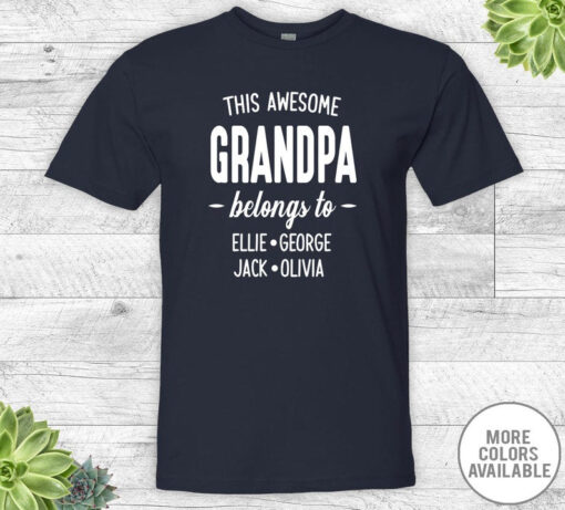 This Awesome Grandpa Belongs To Unisex Shirt, Grandpa Shirt, Grandpa Gift, Personalized Grandpa Shirt