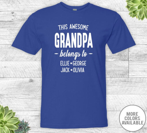 This Awesome Grandpa Belongs To Unisex Shirt, Grandpa Shirt, Grandpa Gift, Personalized Grandpa Shirt