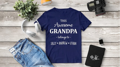 This Awesome Grandpa Belongs To, Custom Name Shirt,Funny Grandpa Shirt,Christmas Gift,Personalized Grandpa Shirt