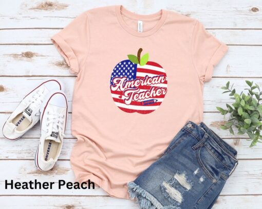 This Is My Pride Flag USA American 4th of July Patriotic, 4th of July Apple Teacher Tee, American Teacher USA Flag Shirt