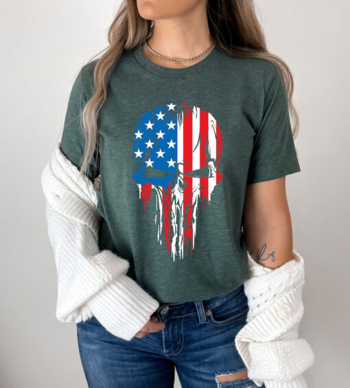 This Is My Pride Flag USA American 4th of July Patriotic, USA Skull Shirt, Skull Flag Shirt, Patriotic Skull Shirt