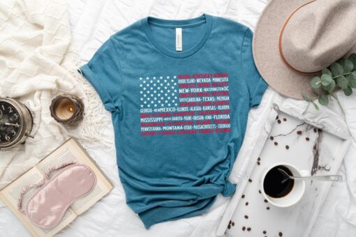 This Is My Pride Flag USA American 4th of July Patriotic, Vintage American Flag Tee with States, Fourth of July Tees