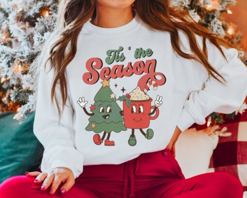 Tis The Season Retro Christmas Sweatshirt, Trendy Christmas Sweatshirts