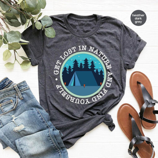 Vacation Shirt, Hiking T-Shirt, Travel Gifts, Nature Graphic Tees, Mountain Vneck Shirt