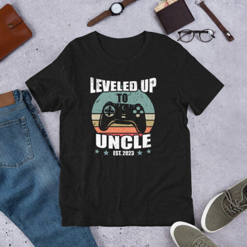 Vintage New Uncle 2023 Shirt Promoted To Uncle Funny Leveled Up To Uncle Est. 2023 Men T-Shirt