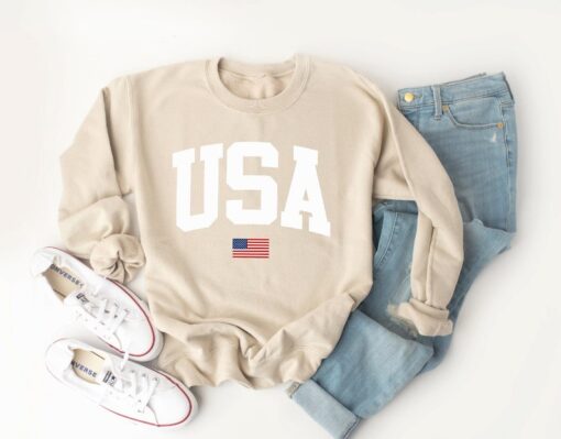 US Flag Patriotic Sweatshirt - 4th of July Parade Sweater - Fourth of July Party