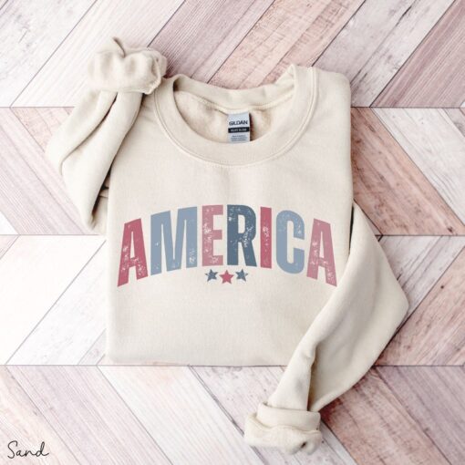 Distressed America Sweatshirt, 4th Of July Sweatshirt for the Fourth of July