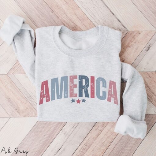 Distressed America Sweatshirt, 4th Of July Sweatshirt for the Fourth of July