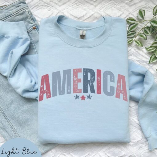 Distressed America Sweatshirt, 4th Of July Sweatshirt for the Fourth of July