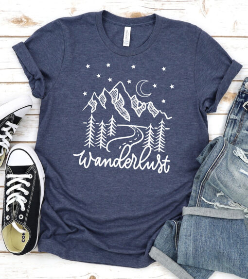 Wanderlust Shirt, Travel Shirt, Hiking Shirt, Mountain T Shirt, Hiking Shirts, Nature Lover, Roadtrip Shirts, Nature Clothing