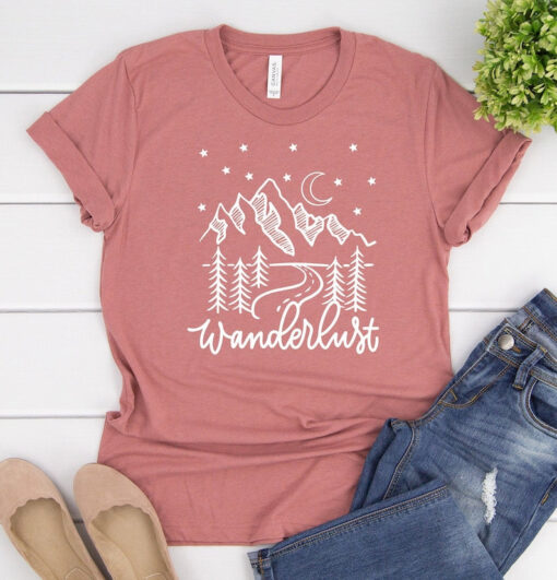 Wanderlust Shirt, Travel Shirt, Hiking Shirt, Mountain T Shirt, Hiking Shirts, Nature Lover, Roadtrip Shirts, Nature Clothing