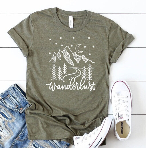 Wanderlust Shirt, Travel Shirt, Hiking Shirt, Mountain T Shirt, Hiking Shirts, Nature Lover, Roadtrip Shirts, Nature Clothing