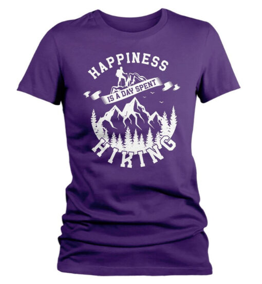 Women's Hiking T Shirt Happiness Day Spent Hiking Shirt Mountains Shirt Hiker