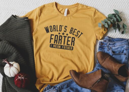 Worlds Best Farter I Mean Father Best Dad Ever Cool Dog Mens T-Shirt, Father Shirt, Funny Father's Day Shirt, Dad T-shirt