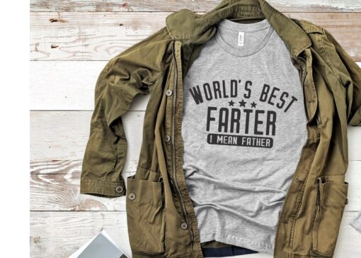 Worlds Best Farter I Mean Father Best Dad Ever Cool Dog Mens T-Shirt, Father Shirt, Funny Father's Day Shirt, Dad T-shirt