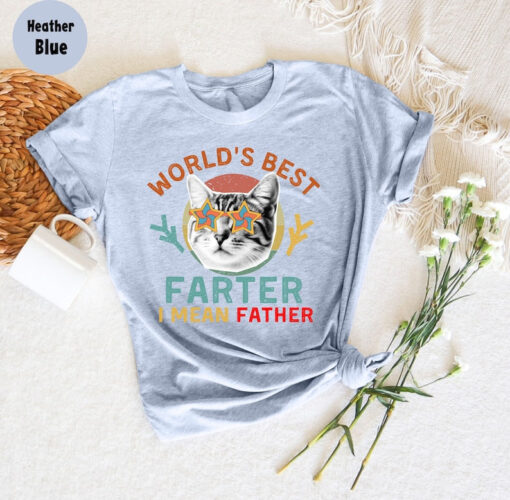 Worlds Best Farter I Mean Father Best Dad Ever Cool Dog Mens T-Shirt, Best Cat Dad Ever T-Shirt, For Cat Dad