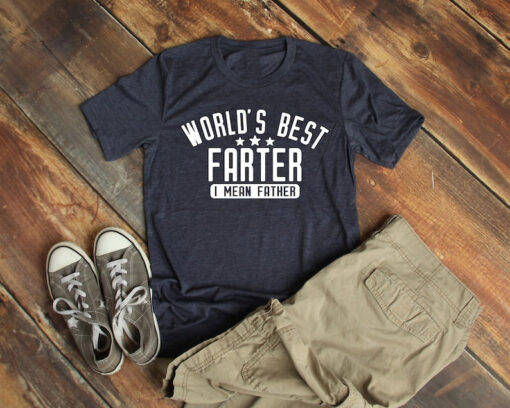 Worlds Best Farter I Mean Father Best Dad Ever Cool Dog Mens T-Shirt, Father's Day Funny Shirt, Dad Birthday Gift