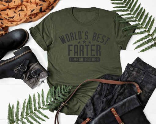 Worlds Best Farter I Mean Father Best Dad Ever Cool Dog Mens T-Shirt, Father's Day Funny Shirt, Dad Birthday Gift