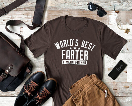 Worlds Best Farter I Mean Father Best Dad Ever Cool Dog Mens T-Shirt, Father's Day Funny Shirt, Dad Birthday Gift