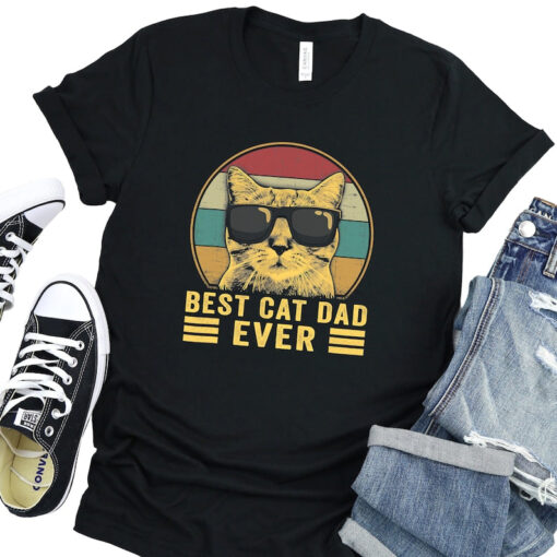 Worlds Best Farter I Mean Father Best Dad Ever Cool Dog Mens T-Shirt, Best Cat Dad Ever Shirt, Cat Owner Shirt