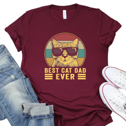 Worlds Best Farter I Mean Father Best Dad Ever Cool Dog Mens T-Shirt, Best Cat Dad Ever Shirt, Cat Owner Shirt