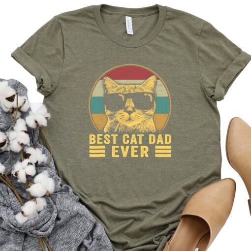 Worlds Best Farter I Mean Father Best Dad Ever Cool Dog Mens T-Shirt, Best Cat Dad Ever Shirt, Cat Owner Shirt