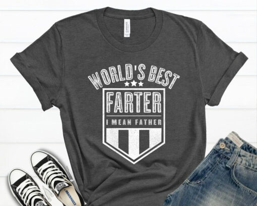 Worlds Best Farter I Mean Father Best Dad Ever Cool Dog Mens T-Shirt, Worlds Best Farter Tshirt, Funny Dad Shirt