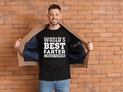 Worlds Best Farter I Mean Father Best Dad Ever Cool Dog Mens T-Shirt, Funny Dad Shirt, Father's Day Shirt, Gift for Dad