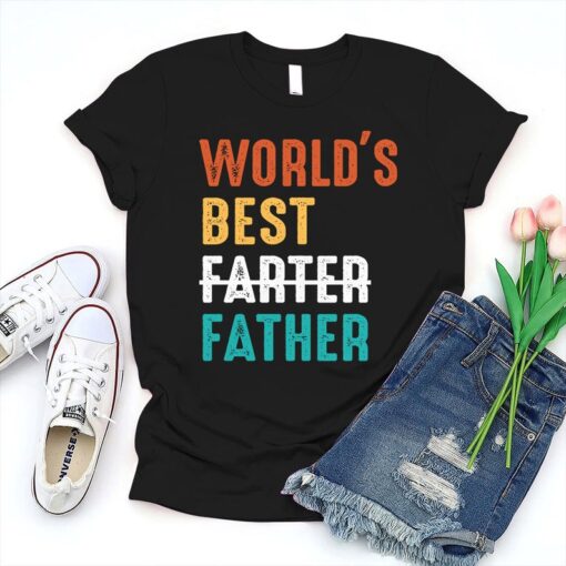 Worlds Best Farter I Mean Father Best Dad Ever Cool Dog Mens T-Shirt, Funny Daddy Shirt, Best Dad Shirt