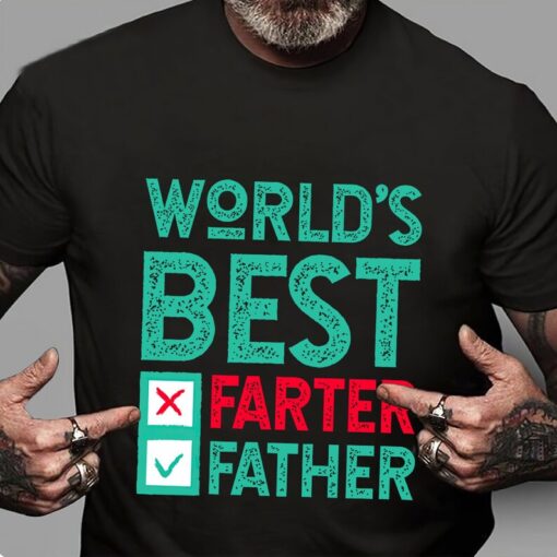 Worlds Best Farter I Mean Father Best Dad Ever Cool Dog Mens T-Shirt, Funny Shirt for Fathers Day, Cute Gift For Dad