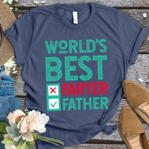 Worlds Best Farter I Mean Father Best Dad Ever Cool Dog Mens T-Shirt, Funny Shirt for Fathers Day, Cute Gift For Dad