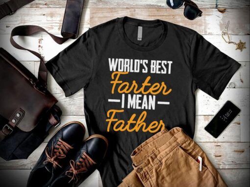 Worlds Best Farter I Mean Father Best Dad Ever Cool Dog Mens T-Shirt, Funny Dad Shirt, Dad Birthday Gift, Dad Gift