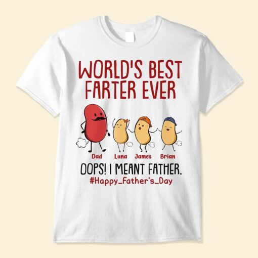 Worlds Best Farter I Mean Father Best Dad Ever Cool Dog Mens T-Shirt, Personalized Dad Shirt