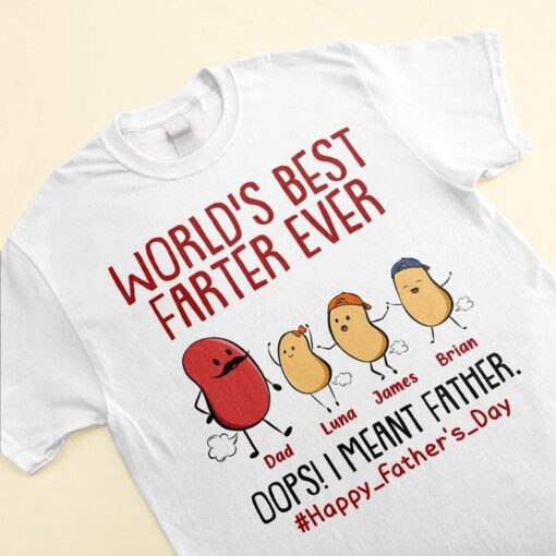 Worlds Best Farter I Mean Father Best Dad Ever Cool Dog Mens T-Shirt, Personalized Dad Shirt