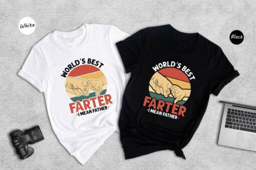 Worlds Best Farter I Mean Father Best Dad Ever Cool Dog Mens T-Shirt, Retro Father's Day Shirt, Funny Father's Day Shirt