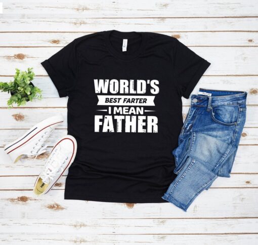 Worlds Best Farter I Mean Father Best Dad Ever Cool Dog Mens T-Shirt, Funny Shirt Men, Valentines Dad, Husband Shirt