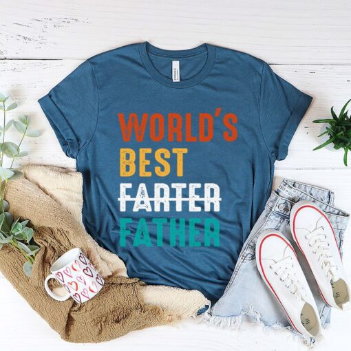 Worlds Best Farter I Mean Father Best Dad Ever Cool Dog Mens T-Shirt, Funny Daddy Shirt, Best Dad Shirt