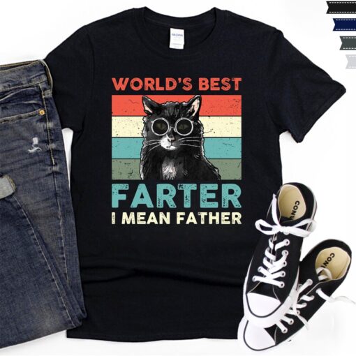 Worlds Best Farter I Mean Father Shirt Best Cat Dad Ever Tshirt, best dad ever Fathers day Gifts, Cool dads Cat Lover