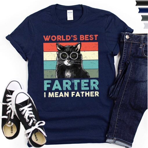 Worlds Best Farter I Mean Father Shirt Best Cat Dad Ever Tshirt, best dad ever Fathers day Gifts, Cool dads Cat Lover