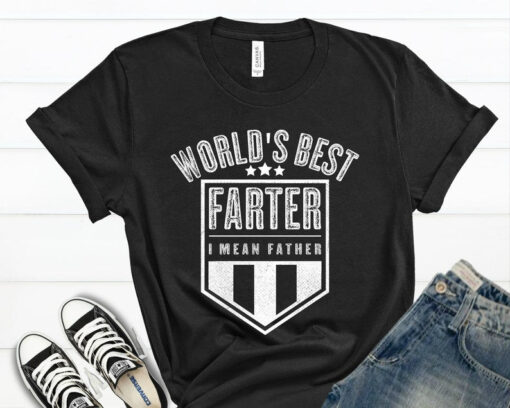 Worlds Best Farter I Mean Father Best Dad Ever Cool Dog Mens T-Shirt, Worlds Best Farter Tshirt, Funny Dad Shirt