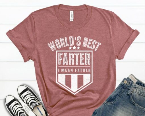 Worlds Best Farter I Mean Father Best Dad Ever Cool Dog Mens T-Shirt, Worlds Best Farter Tshirt, Funny Dad Shirt