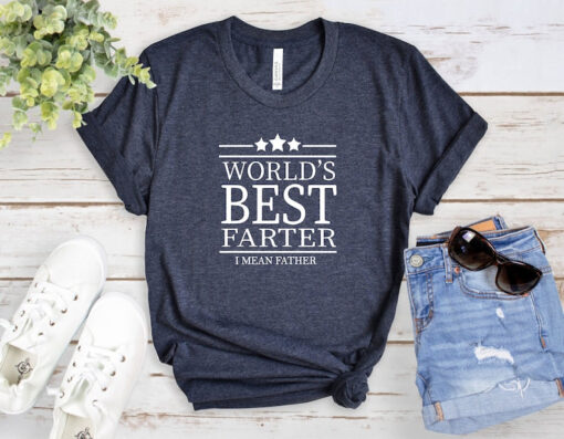 Worlds Best Farter I Mean Father Best Dad Ever Cool Dog Mens T-Shirt, Fathers Day Gift, Best Daddy T-Shirt, Funny Dad Tees