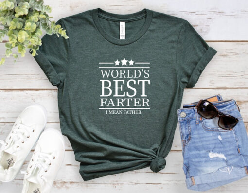 Worlds Best Farter I Mean Father Best Dad Ever Cool Dog Mens T-Shirt, Fathers Day Gift, Best Daddy T-Shirt, Funny Dad Tees