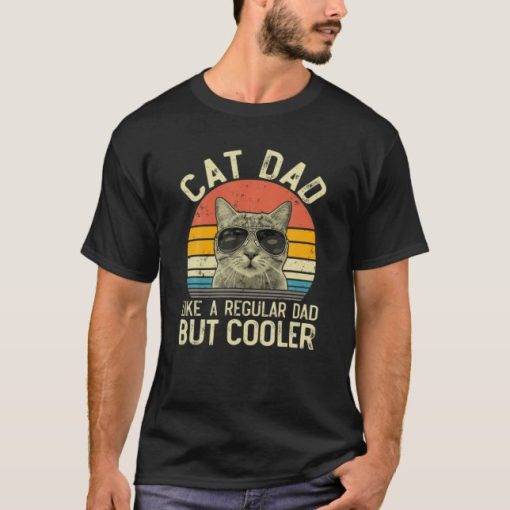 Vintage Cat Dad Regular Dad Proud Daddy Meowi T-Shirt