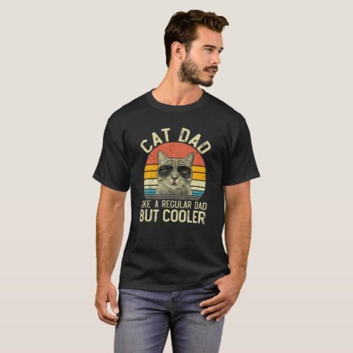 Vintage Cat Dad Regular Dad Proud Daddy Meowi T-Shirt