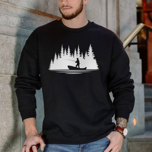 Fishing Sweatshirt, Pine Trees Hoodie, Fishing gifts for men