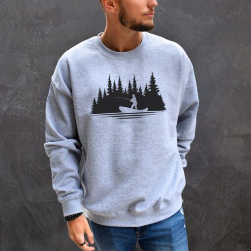 Fishing Sweatshirt, Pine Trees Hoodie, Fishing gifts for men