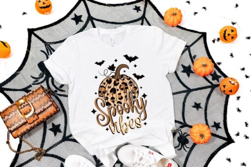 Spooky Vibes shirt, Spooky vibe tshirt, Halloween Leopard shirt,Retro Halloween shirt