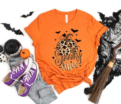 Spooky Vibes shirt, Spooky vibe tshirt, Halloween Leopard shirt,Retro Halloween shirt